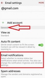 tap on email notifications under general settings