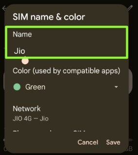 Change SIM Name Android 12