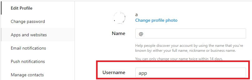 Change your Instagram Username using a PC or Laptop