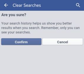 Clear search history on facebook app