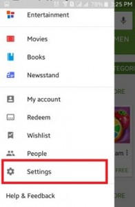 Click on settings from given list