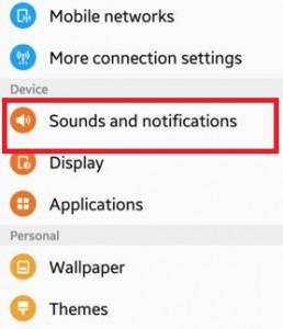 Click on sound and notifications under device category