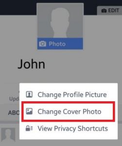 How to change facebook cover photo android