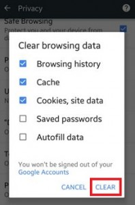 How to clear search history chrome android phone