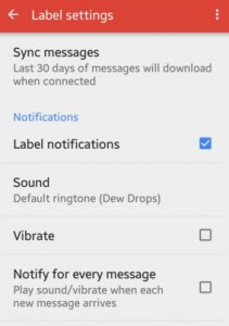 Set gmail label notifications android