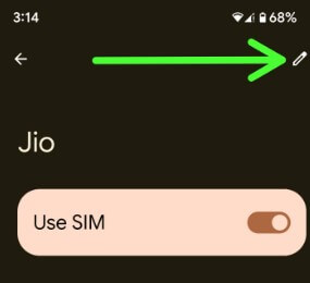 Tap Pencil icon to change SIM icon Android 13