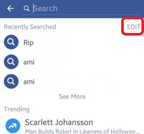 Tap on Edit in facebook app