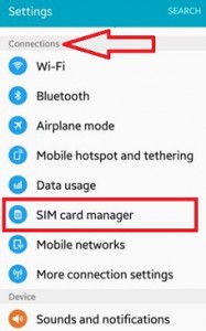 Tap on SIM card manager under connection settings