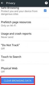 clear search history chrome android phone