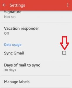 turn off Gmail sync android lollipop