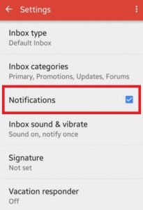 turn on Gmail notification sound android