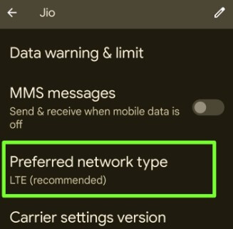 How To Change Preferred Network Type