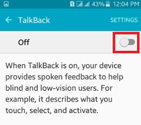 How to enable talkback android phone