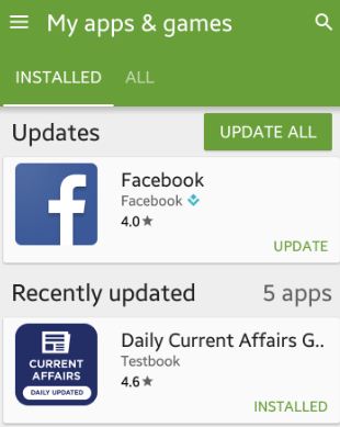 Phone Apps Update In Android