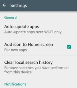 Open auto-update apps under general section