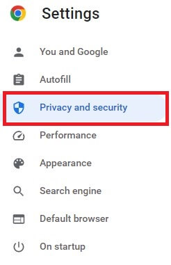 Privacy and Security Settings in Chrome Browser