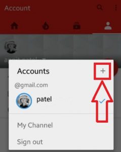 Tap on account to add new youtube account