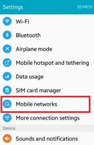 Tap on mobile network under settings