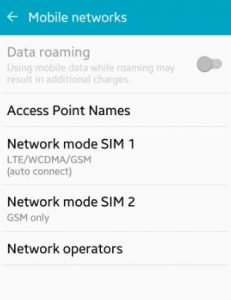 Tap on network mode on android phone