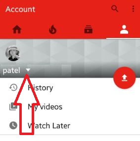 Tap on youtube account name