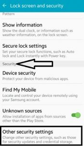 Under security tap on other security settings