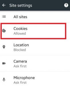 block cookies on chrome android lollipop