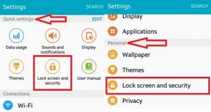 click on lock screen and security under quick settings
