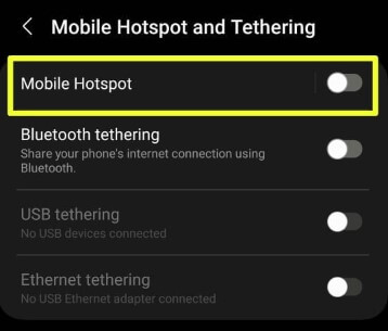 Check your Samsung hotspot password