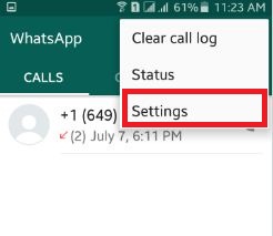 Tap on settings WhatsApp