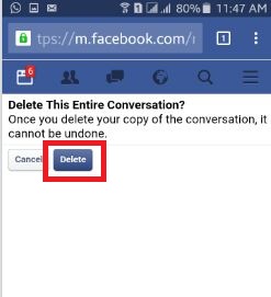 delete facebook entire chat history android phone