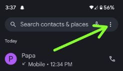 Tap More to view phone app settings on your Android phone