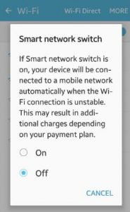 turn off smart network switch android