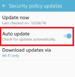 enable auto update security policy android