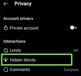 How to Hide Comments on Instagram Android using Hidden Words Settings