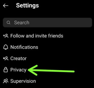 Open Instagram Privacy Settings