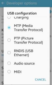 change usb settings android