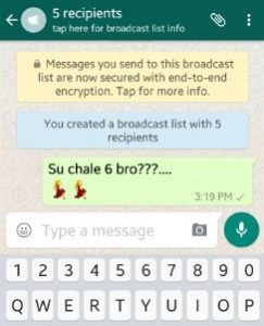 how to send broadcast message on whatsapp android