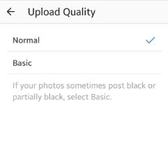 set photo upload quality Instagram android