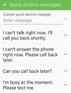 set quick decline message android