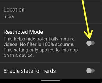 Turn Off Restricted mode YouTube Android