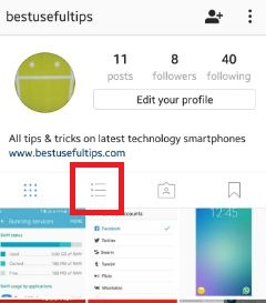 Click on 3 horizontal dots in Instagram profile