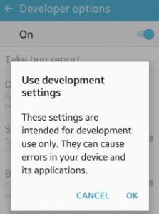 Developement settings on android