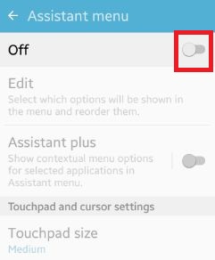 Disable assistant menu on android phone