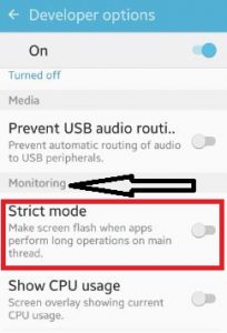 Disable strict mode android phone