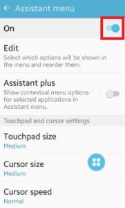 enable assistant menu android