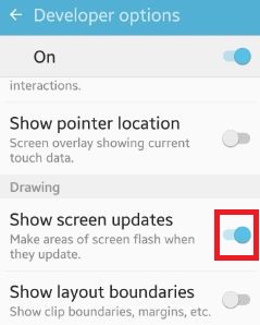 enable show screen updates android