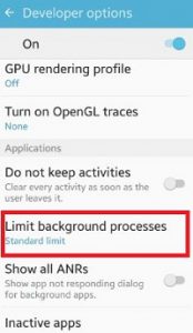 Lmit background processes under applications section