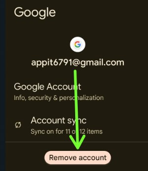 Remove your Google Account to Fix Error 505 Code
