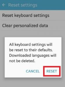 reset keyboard settings android