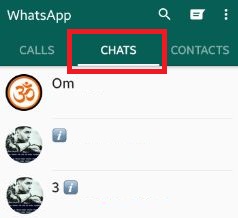 Tap on Chats screen in WhatsApp